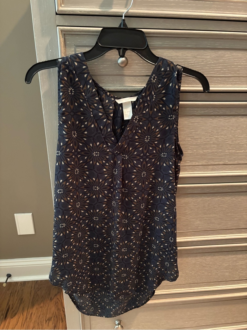 H&M Navy Floral Print Sleeveless Tunic